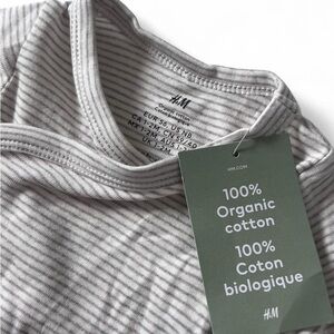 H&M Gray Striped Organic Cotton Bodysuit